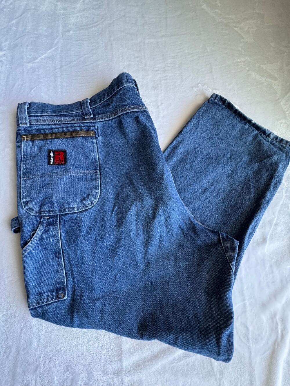 Wrangler Riggs Workwear Mens 52x30 Blue Denim Carpenter Jeans Utility 103W020AI
